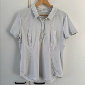 Lululemon Quick-Dry Polo Shirt Women Size 8 White Athleisure Active Outdoor Golf